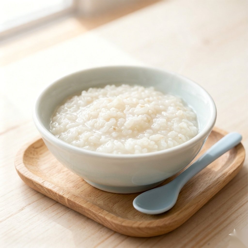 Stage 3 - Thicker porridge with visible rice grains